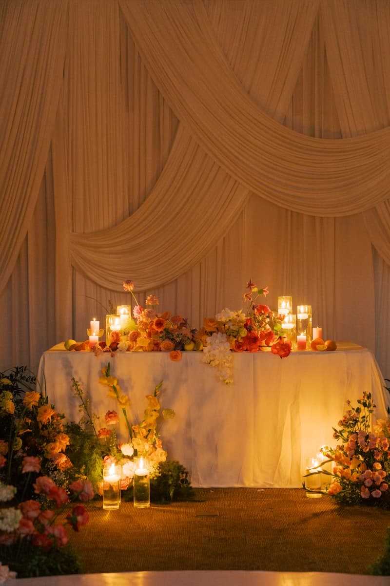 Candle-lit wedding tablescape